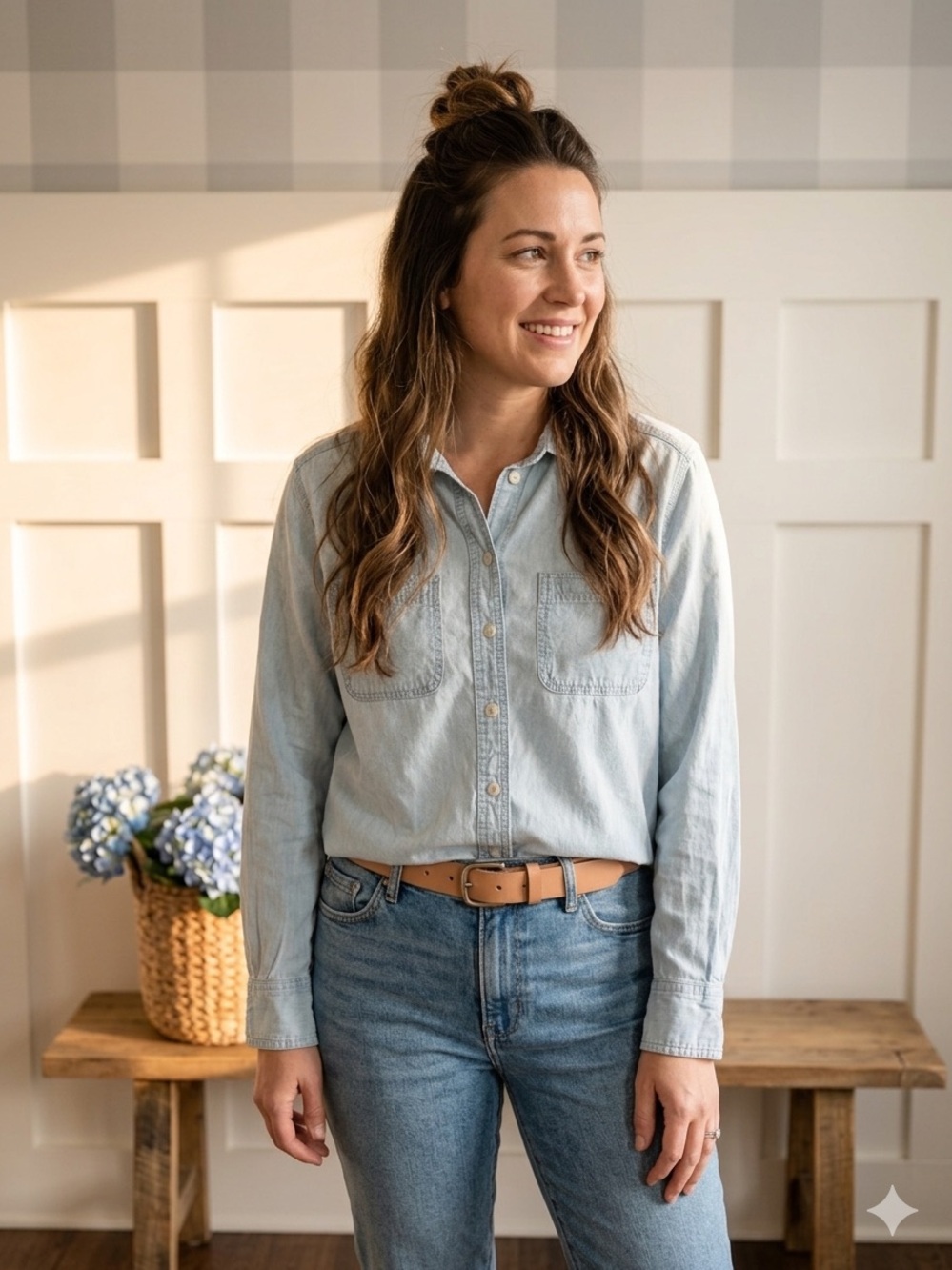 GAP Light Blue Chambray Button-Down Shirt XXS